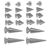 Milisten Kit de Remaches Punk Plateados para Ropa y Accesorios con Picos Cónicos y Doble Torre para DIY Bolsos Cinturones Zapatos y Chaquetas de Cuero