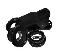 Milisten Lente de Cámara de Teléfono Móvil Kit de Lentes Gran Angular Macro Tipo Clip 2 Tapas Acrílico Negro para Móvil y Teléfono Fácil de Instalar