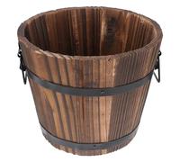 Milisten Maceta Redonda de Madera con Forma de Barril, de Boca Plana, Ideal para Decorar El Hogar, La Oficina, El Jardín O La Boda. Pequeña, Marrón, 18 X 14 X 14 Cm.