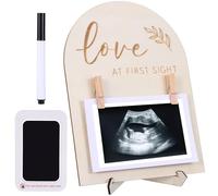 Milisten Marco de Fotos de Ecografía de Madera para Ñiño 15x10x2.5 Cm Soporte y Clip, Decorativo para Guardería y Shower, Marco Infantil de Boj Natural, Álbum de Fotos de Ecografías