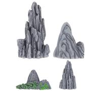 Milisten Microadornos de Resina para Decoración Paisajística, Conjunto de 4 Piezas de Montaña en Miniatura para Jardín, Bonsáis y Acuarios, Accesorios de Jardín en Miniatura para