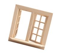 Milisten Modelo de casa de muñecas Cristal Equipo Escala Frente Mini Muebles Ventana de casa de muñecas en Miniatura Marco de la Puerta de la casa de muñecas de Madera Khaki