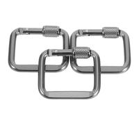 Milisten Mosquetones Cuadrados de Botón para Escalada 3 Piezas Hebillas Multifuncionales de Metal Plateado Resistentes para Camping Llavero Seguro y Duradero para Actividades al Aire