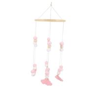 Milisten Móvil de Cuna para Niña con Campana de Viento de Fieltro y Cuentas de Madera Diseño de Elefante y Estrella Decoración Segura y Atractiva para Habitación Infantil Juguete para