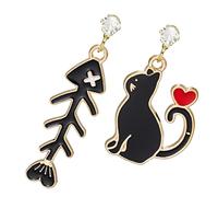 Milisten Pendientes Colgantes Asimétricos de Gato y Espina de Pez para Mujer Bisutería de Moda Colores Combinados Ideales para Uso Diario y Regalos Obsequios