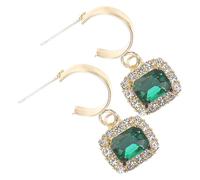 Milisten Pendientes de Cristal Verde para Mujer, Clip Pequeño y Ligero, Diseño Gota para Niñas, Joyas Elegantes para Fiestas y Ocasiones Obsequios, 1 Par de Pendientes Hebilla para Oreja