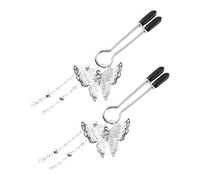 Milisten Pinzas para Pezones Pinza para Pezones con Borlas de Mariposas Anillos de Pezones No Perforantes Juguetes de Estimulación de Los Senos Sm Juguetes de Coqueteo para Mujeres Juego