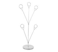 Milisten Portatarjetas de Escritorio Estilo Árbol de Metal Plateado con Base Redonda y 5 Clips para Notas, Tarjetas de Lugar y Fotos, Soporte Vertical para Organización en Bodas y Oficina