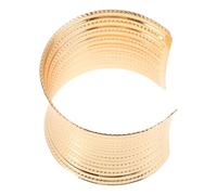 Milisten Pulsera Abierta de Alambre Ancho para Mujer, Brazalete de Puño de Hierro Ligero con Textura Dorada de Líneas Horizontales, Diseño en C Cómodo para Uso Diario y Estilo Bohemio