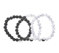Milisten Pulsera de Cuentas Naturales en Tonos Claros y Oscuros Juego de 3 Pulseras de Piedra Mate Accesorio de Buena Suerte para Uso Diario y Eventos