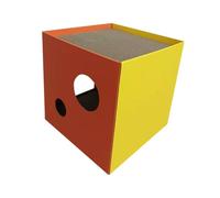 Milisten Rascador de Sisal para Gatos Forma de Cubo, Juguete para Rascar Funcional, de Tamaño 32x32x32 Cm, Color Naranja Amarillo, Adecuado para Interiores y Gatitos Domésticos