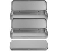 Milisten Set de 3 Cajas Rectangulares de Hojalata Plateadas con Tapa Abatible, Almacenamiento Multifuncional y Diseño Creativo para Uso Personal y Regalos