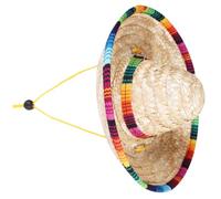 Milisten Sombrero De Paja para Mascotas Ajustable con Cuerda Transpirable Estilo Mexicano para Protección Solar Verano para Perros y Gatos Actividades Al Aire