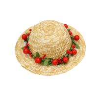 Milisten Sombrero de Paja para Perros Pequeños Diseño Hawaiano con Flor Roja Accesorio Cómodo y Suave para Mascotas para Fotos y Fiestas Talla S