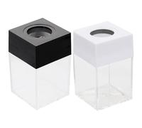 Milisten Soporte para Clips de Papel Magnético 2 Piezas Transparente Cuadrado, Caja Organizadora para Oficina, Contenedor Plástico Resistente, Adecuado para Escritorio y Almacenamiento
