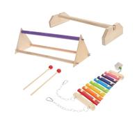 Milisten Soporte para Percha y Barra De Madera para Pájaros, Xilófono Arcoíris Multifuncional, Set De 3 Piezas para Jaulas De Aves De Corral, Suministros para Mascotas Domésticas