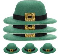 Milisten Tapas para Botellas de Vino 6 Piezas, Decoración para Día de San Patricio, Mini Sombreros Verdes Detalle de Hebilla Dorada, Accesorios Festivos para Botellas, Tamaño 8x8x2.8 Cm,