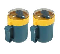 Milisten Taza de Desayuno Japonesa 500 Ml 2 Piezas con Tapa y Cuchara, Recipiente Portátil para Sopa y Avena Apto para Microondas, Contenedor para Cereales y Refrigerios, Reutilizable