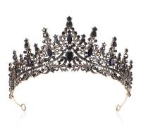 Milisten Tiara Nupcial Barroca Negra Gemas de Imitación Adorno para Novia y Cumpleaños Accesorio de Cabello Elegante para Bodas y Fiestas Diadema Vintage para Mujer y Niña