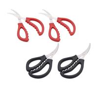 Milisten Tijeras de Cocina Multifuncionales Inoxidables 4 Piezas (2 Negras y 2 Rojas) para Mariscos Quitahilos de Camarones, Herramienta para Barbacoa y Uso Doméstico