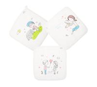 Milisten Toallas para Ñiño 3 Piezas de Algodón Absorbente 30X30 CM Toallas Multiusos para Piel Delicada Paños para Lavarse la Cara y Saliva Uso Diario