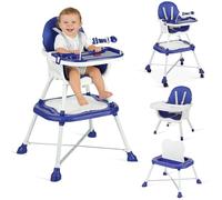 Milisten Trona Convertible 6 en 1 para Bebés Y Niños Pequeños con Centro de Actividades, Asiento Elevador, Mesa de Bloques de Construcción Y Silla para Niños Pequeños con Arnés (azul)