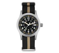 Militado ML05 - Reloj de cuarzo VH31 de 38 mm - Reloj de campo de cristal de zafiro abovedado C3 superluminoso retro para hombre, resistente al agua hasta 100 m, Negro/Ronda 515/con calendario