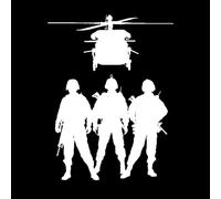 Militar Ejército Soldados Helicóptero Marines Vivienda Calcomanías de letras 68x89.6cm No daña la superficie de la pared Blanco