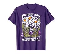 Militar Niño Diente De León Florece Donde Se Plantan Púrpura Camiseta