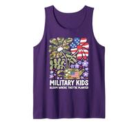 Militar Niño Diente De León Florece Donde Se Plantan Púrpura Camiseta sin Mangas
