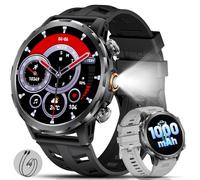 Militar Reloj Inteligente Hombre con 1000mAh/Linterna/1.7'' HD Grande Smartwatch Hombre con Llamadas/Doble Carga/IP68 Impermeable/100+ Modos Deportivos/Pulsómetro/Sueño/Pulsera Actividad Android iOS