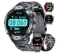 Militar Reloj Inteligente Hombre con 3 Correas/460mAh Batería,5ATM Impermeable,1.43'' Amoled Smartwatch con 130+ Modos Deportivos,Llamadas Bluetooth,24/7 Pulsómetro Monito de Sueño,para Andoid iOS