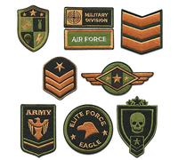 Militar Set 9 Piezas - Parches Termoadhesivos Bordados Aplique Para Ropa
