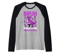 Military Child Month Dinosaur, Purple Up for Military Kids Camiseta Manga Raglan