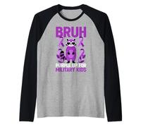 Military Child Month Raccoon, Purple Up for Military Kids Camiseta Manga Raglan
