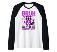 Military Child Month Raccoon, Purple Up for Military Kids Camiseta Manga Raglan