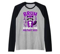 Military Child Month Raccoon, Purple Up for Military Kids Camiseta Manga Raglan