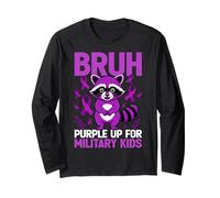 Military Child Month Raccoon, Purple Up for Military Kids Manga Larga