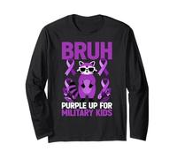 Military Child Month Raccoon, Purple Up for Military Kids Manga Larga