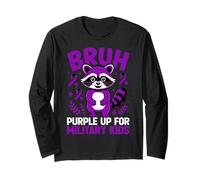 Military Child Month Raccoon, Purple Up for Military Kids Manga Larga
