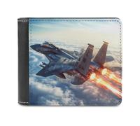 Military F-15 Ea-gles Fighter Jet Aircraft - Billetera plegable para hombre con tarjetero y monedero de cuero