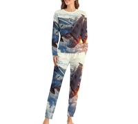 Military F-15 Ea-gles Fighter Jet Aircraft - Conjunto de pijama para mujer, camiseta de manga larga y pantalones, ropa de dormir suave, 2 piezas, Estilo:, L