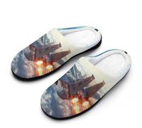Military F-15 Ea-gles Fighter Jet Aircraft - Pantuflas para hombre, informales, cálidas, con suela de goma, para interiores y exteriores, Estilo:, 9-10(42-43)