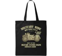 Military Ride Motorcycle US American Army 1942 - Bolsa de algodón ecológico natural, color negro, Black, Talla única