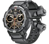 Military Smartwatch with Earbuds, 1.46" HD Touch Screen, Fitness, Heart Rate, Sleep Monitor, 100+ Sports (Black)