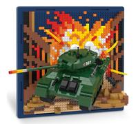 Military Tank - Juego de microbloques de construcción 3D para pared, modelo de exhibición y decoración de pared, no compatible con Lego, gran juguete de vehículo militar para adultos y adolescentes de