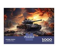 Military Tanque cruzando un río 1000 Piezas Puzzle Clásico Paquete De Puzzle, Cartón Premium - Hit Entre Los Mayores, Regalo De Inauguración, Diversión En Casa O Fiestas 52x38cm/1000pcs
