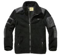 Military Wear Tactical Teddyfleece Negro XXL | Chaqueta de Forro Polar Táctica con 5 Bolsillos | Forro Polar Outdoor con Velcro | Ropa de Supervivencia y Bushcraft | 100% Poliéster