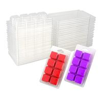 MILIVIXAY 100 paquetes de 8 cubos de cavidad - Contenedores de cera para tartas, moldes de cera de plástico vacío transparente.