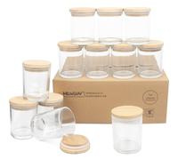 MILIVIXAY - Juego de 12 tarros de vidrio transparentes vacíos de 200 ml con tapas para la fabricación de velas, especias, recipientes de polvo